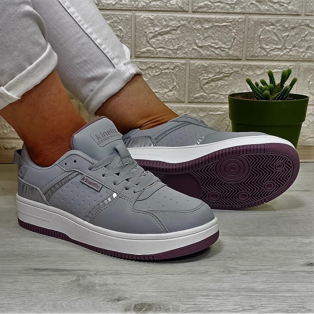 Kinetix Enner Pu Gri-Beyaz-Gülkurusu Fuspetli  Sneaker Spor Ayakkabı