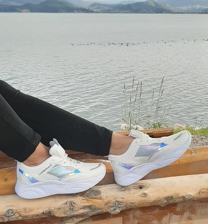 Lumberjack Lılıan, Beyaz Renk Kalın Tabanlı Ortapedik Spor Ayakkabı