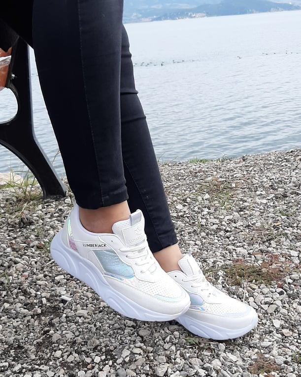 Lumberjack Lılıan, Beyaz Renk Kalın Tabanlı Ortapedik Spor Ayakkabı