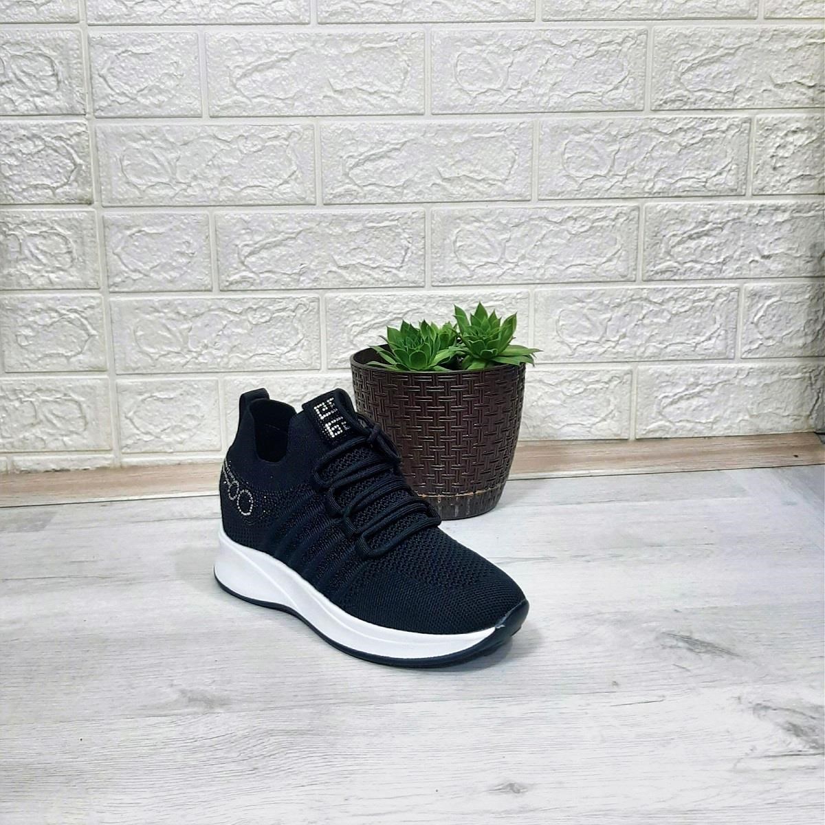 M.P 1669 Siyah İçten Gizli Topuk (7cm) Taşlı Bayan Spor Ayakkabı