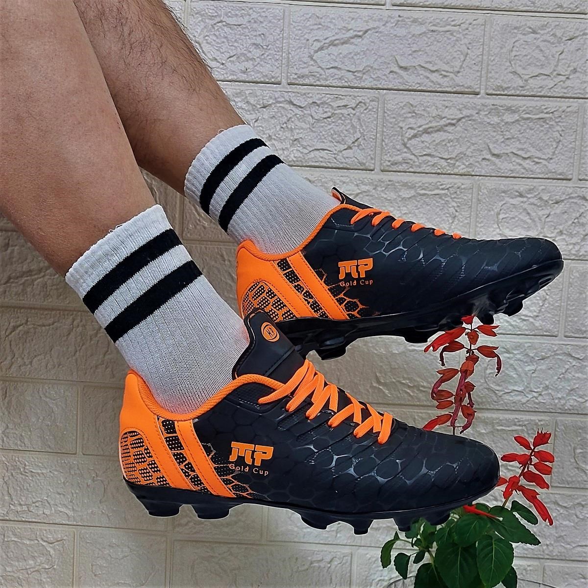 M.P 1357 Siyah-Turunucu Krampon Çimsaha Futbol Ayakkabı