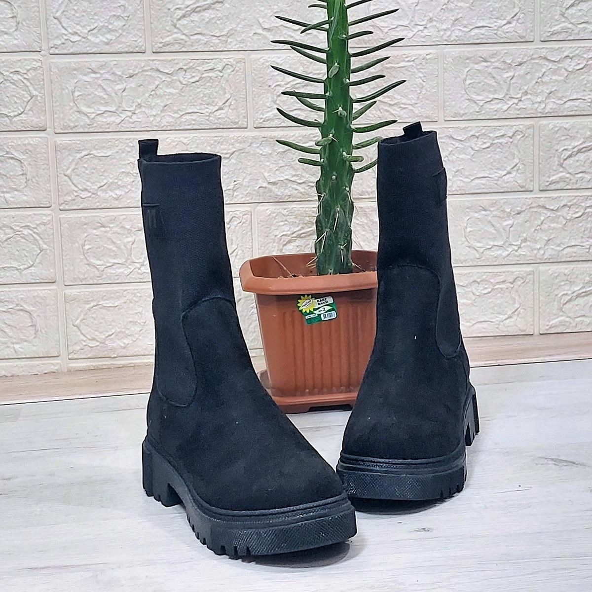 M.P 2746 Siyah Süet Bilekten Lastikli 27cm Bayan Bot