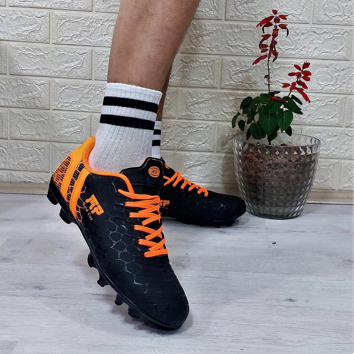 M.P 1357 Siyah-Turunucu Krampon Çimsaha Futbol Ayakkabı