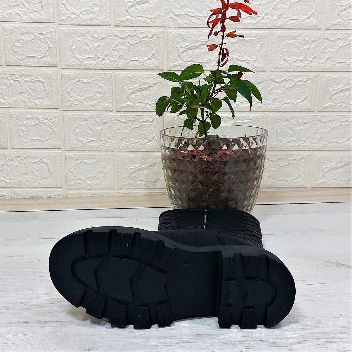M.P 1397 Siyah Fermuarlı Kaymaz Kürklü 33cm Kadın Çizme