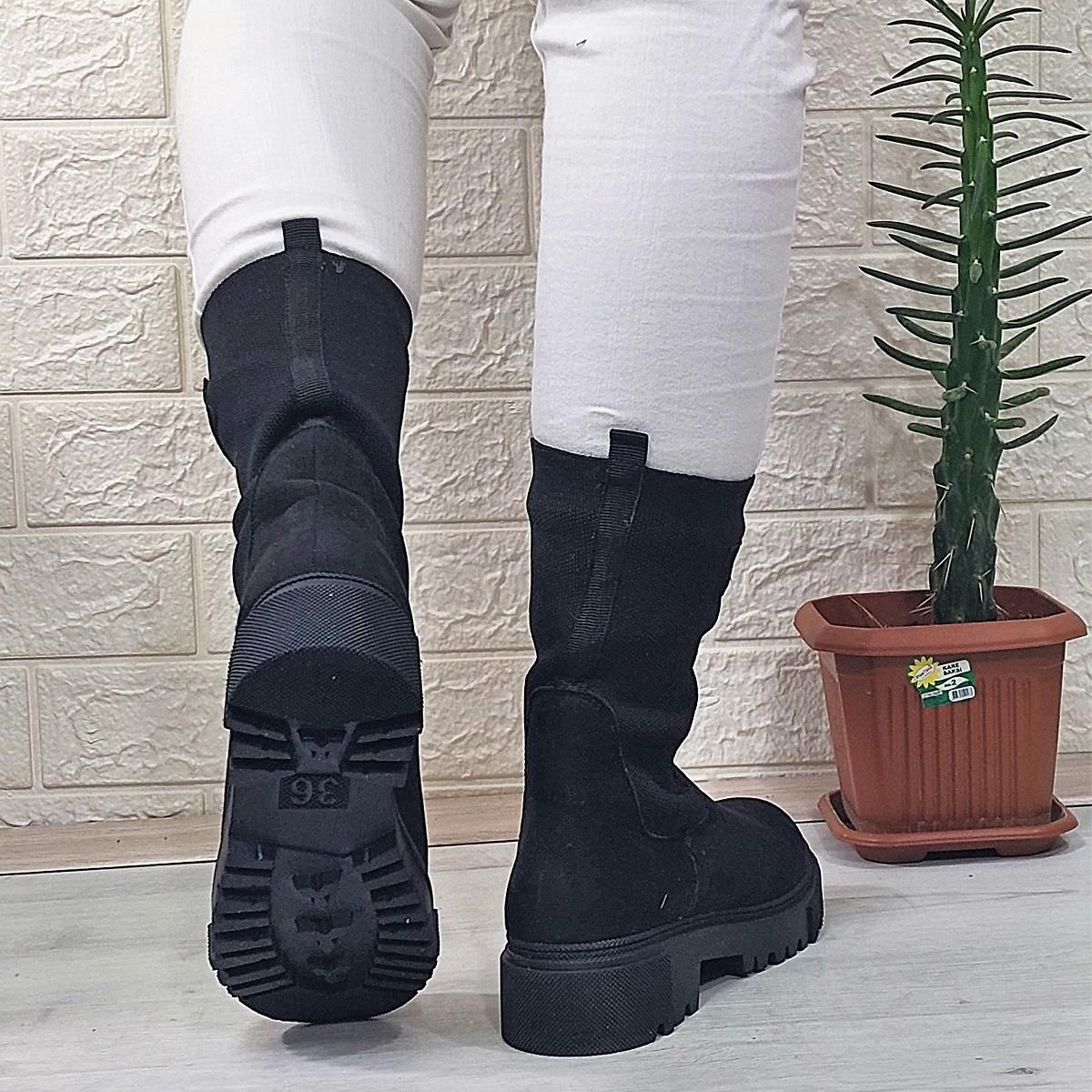 M.P 2746 Siyah Süet Bilekten Lastikli 27cm Bayan Bot