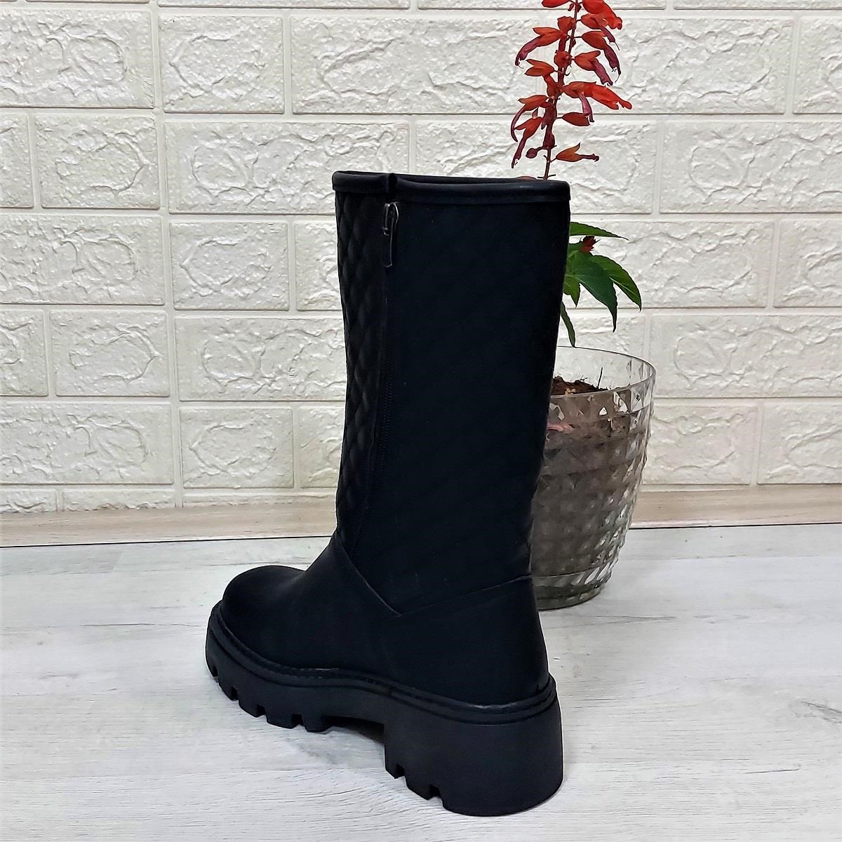 M.P 1397 Siyah Fermuarlı Kaymaz Kürklü 33cm Kadın Çizme