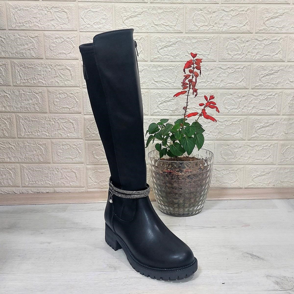 M.P 2753 Siyah Taşlı Ligralı Fermuarlı 45cm Bayan Çizme