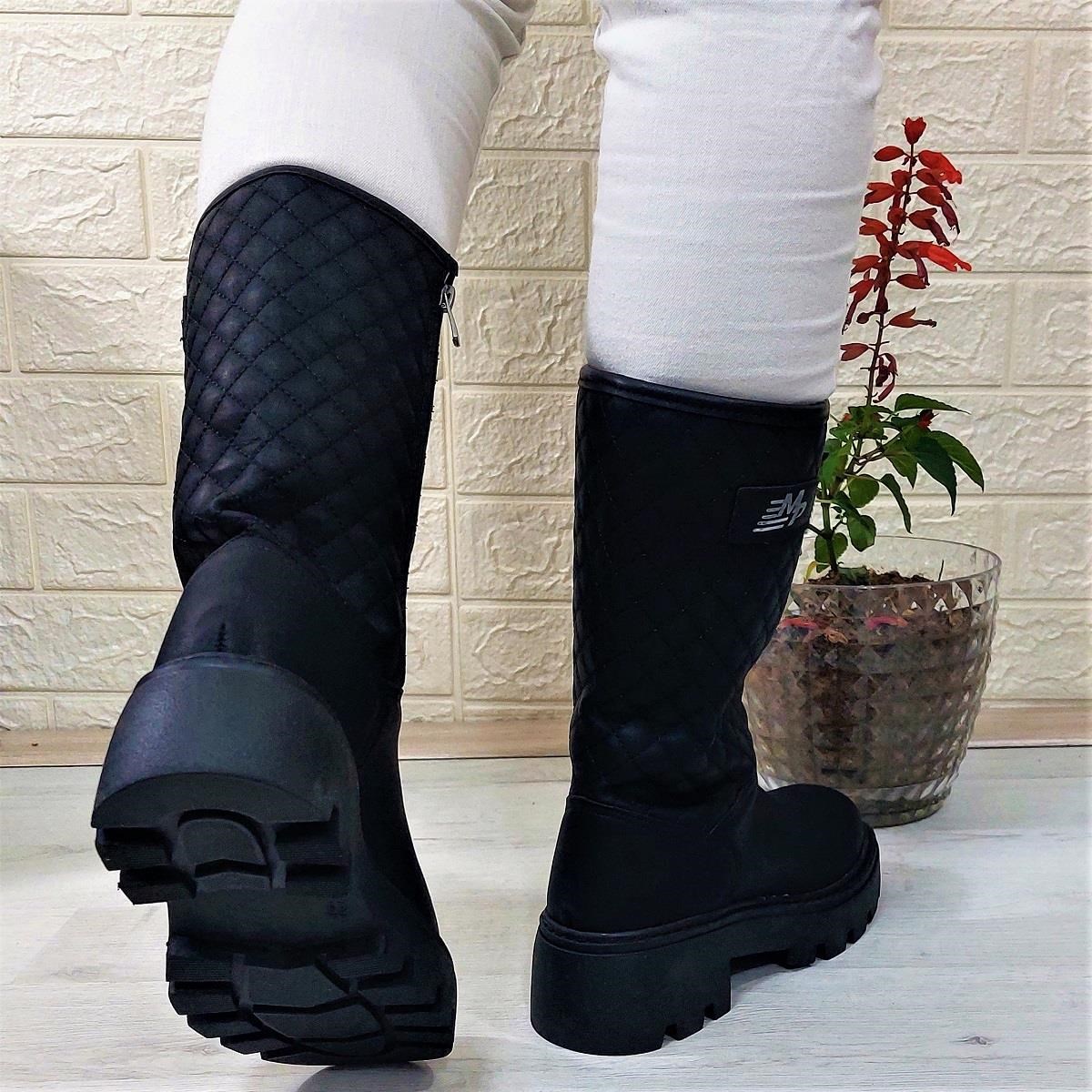 M.P 1397 Siyah Fermuarlı Kaymaz Kürklü 33cm Kadın Çizme