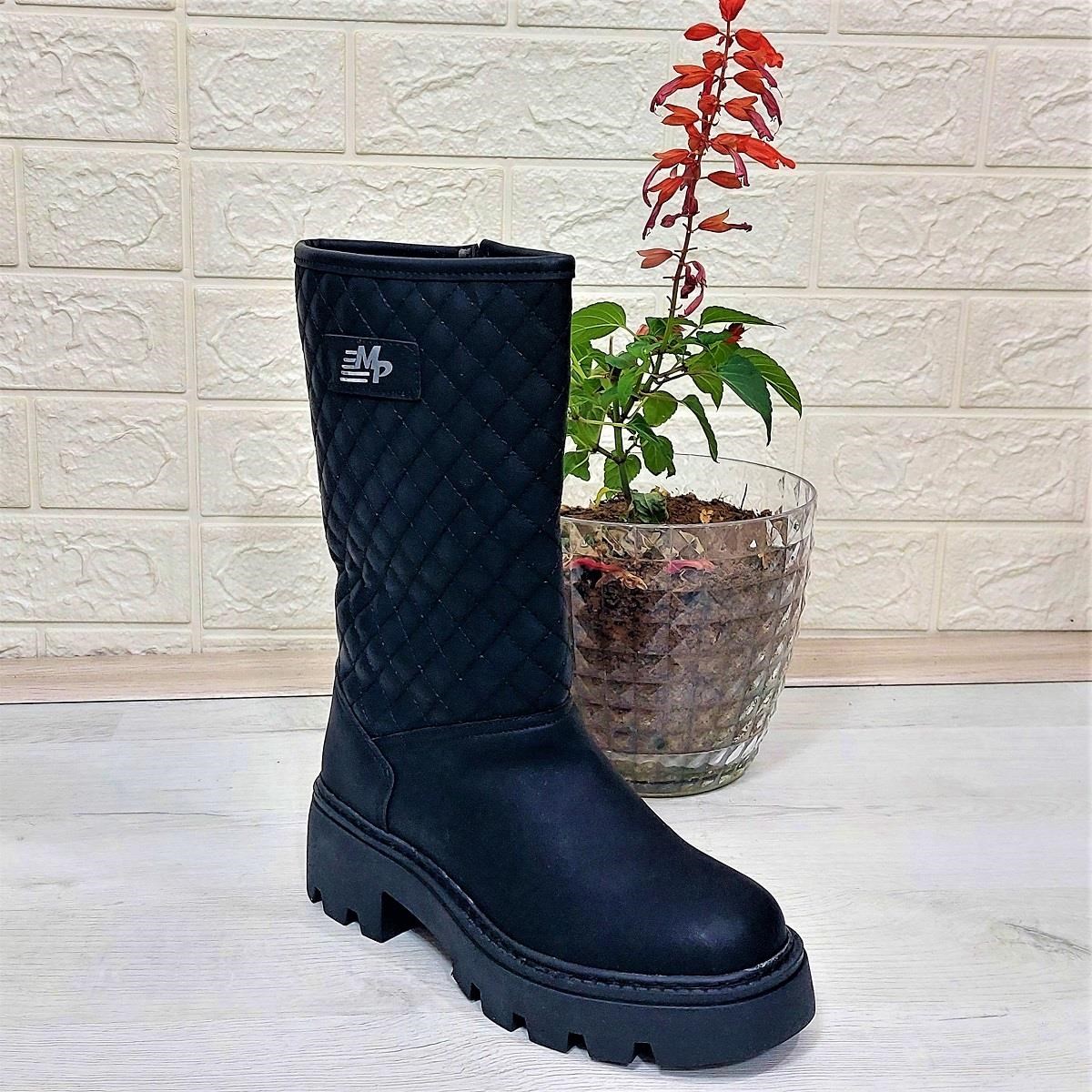 M.P 1397 Siyah Fermuarlı Kaymaz Kürklü 33cm Kadın Çizme