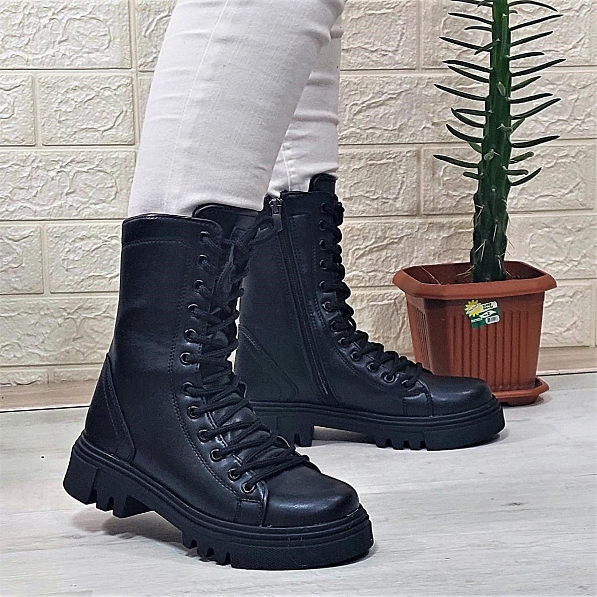M.P 1416 Siyah Cilt İçi Sıcak Astar 25cm Bayan Postal Bot