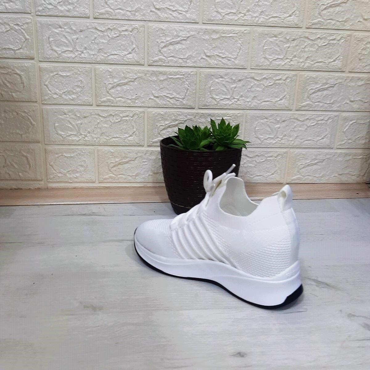 M.P 1669 Beyaz İçten Gizli Topuk (7cm) Taşlı Bayan Spor Ayakkabı