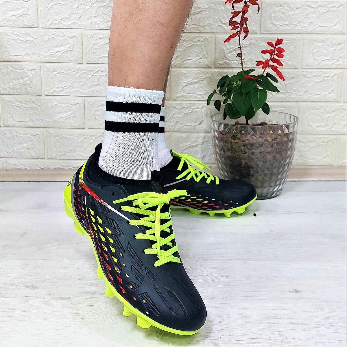 M.P 1359 Siyah-Sarı Termal Likralı Krampon Futbol Ayakkabı