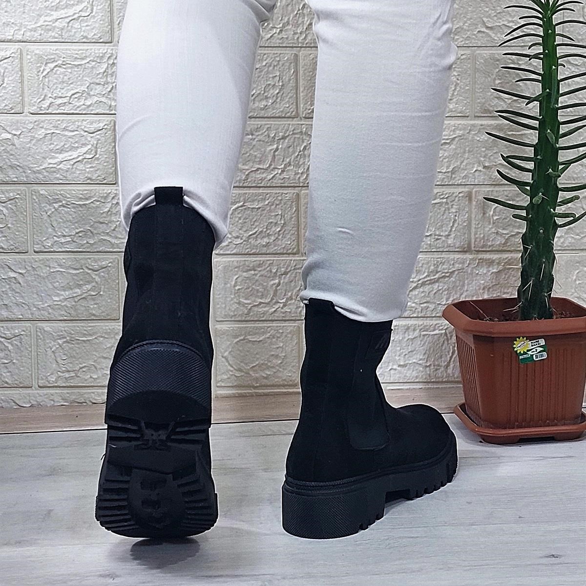 M.P 2744 Siyah Süet İçi Polar Tüylü Bilekten Lastikli Bayan Bot