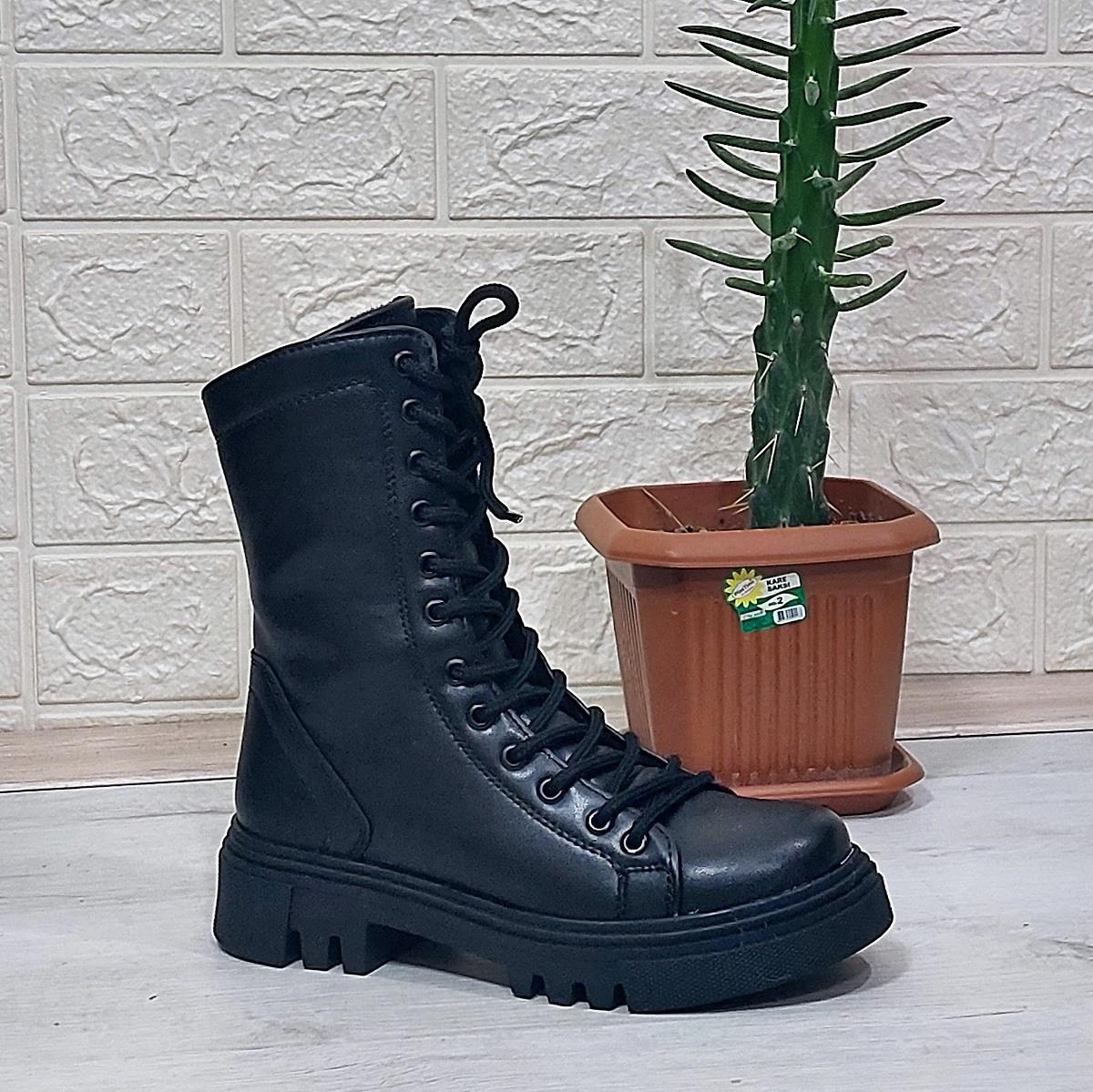 M.P 1416 Siyah Cilt İçi Sıcak Astar 25cm Bayan Postal Bot