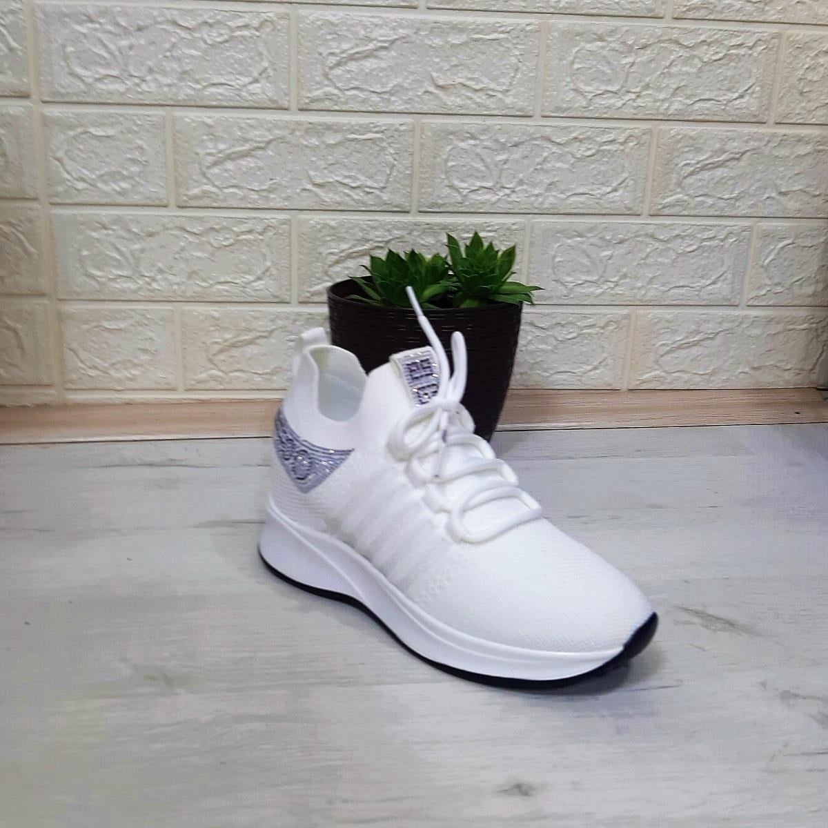 M.P 1669 Beyaz İçten Gizli Topuk (7cm) Taşlı Bayan Spor Ayakkabı