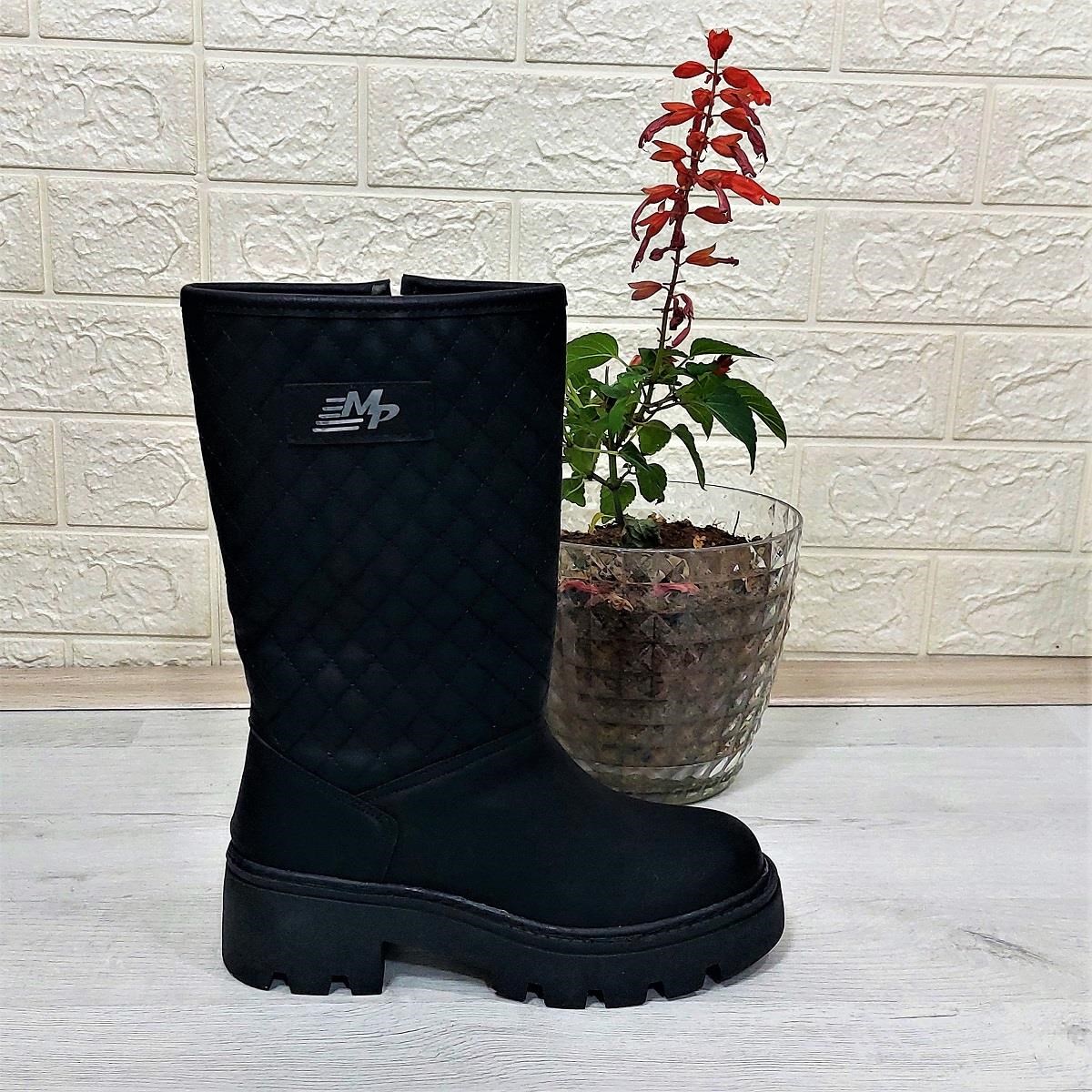 M.P 1397 Siyah Fermuarlı Kaymaz Kürklü 33cm Kadın Çizme