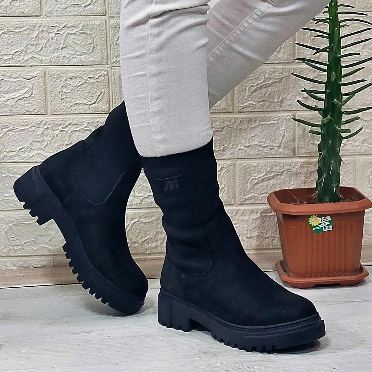 M.P 2746 Siyah Süet Bilekten Lastikli 27cm Bayan Bot