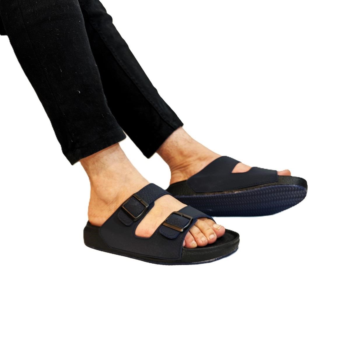 Pierre Cardin 7408 Lacivert Çift Tokalı Yumuşak Taban Erkek Terlik