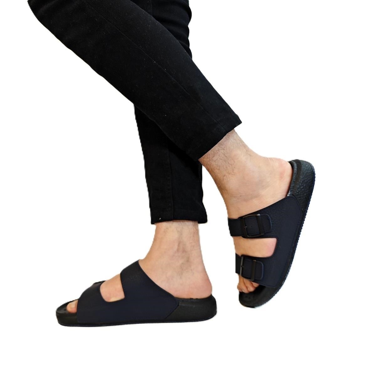 Pierre Cardin 7408 Lacivert Çift Tokalı Yumuşak Taban Erkek Terlik