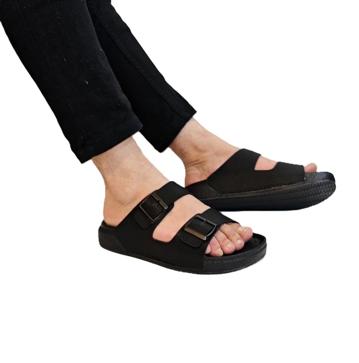 Pierre Cardin 7408 Siyah Çift Tokalı Yumuşak Taban Erkek Terlik
