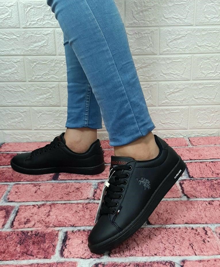 U.S.Polo Franco Siyah Düz Tabanlı Sneaker Bayan Erkek Spor Ayakkabı