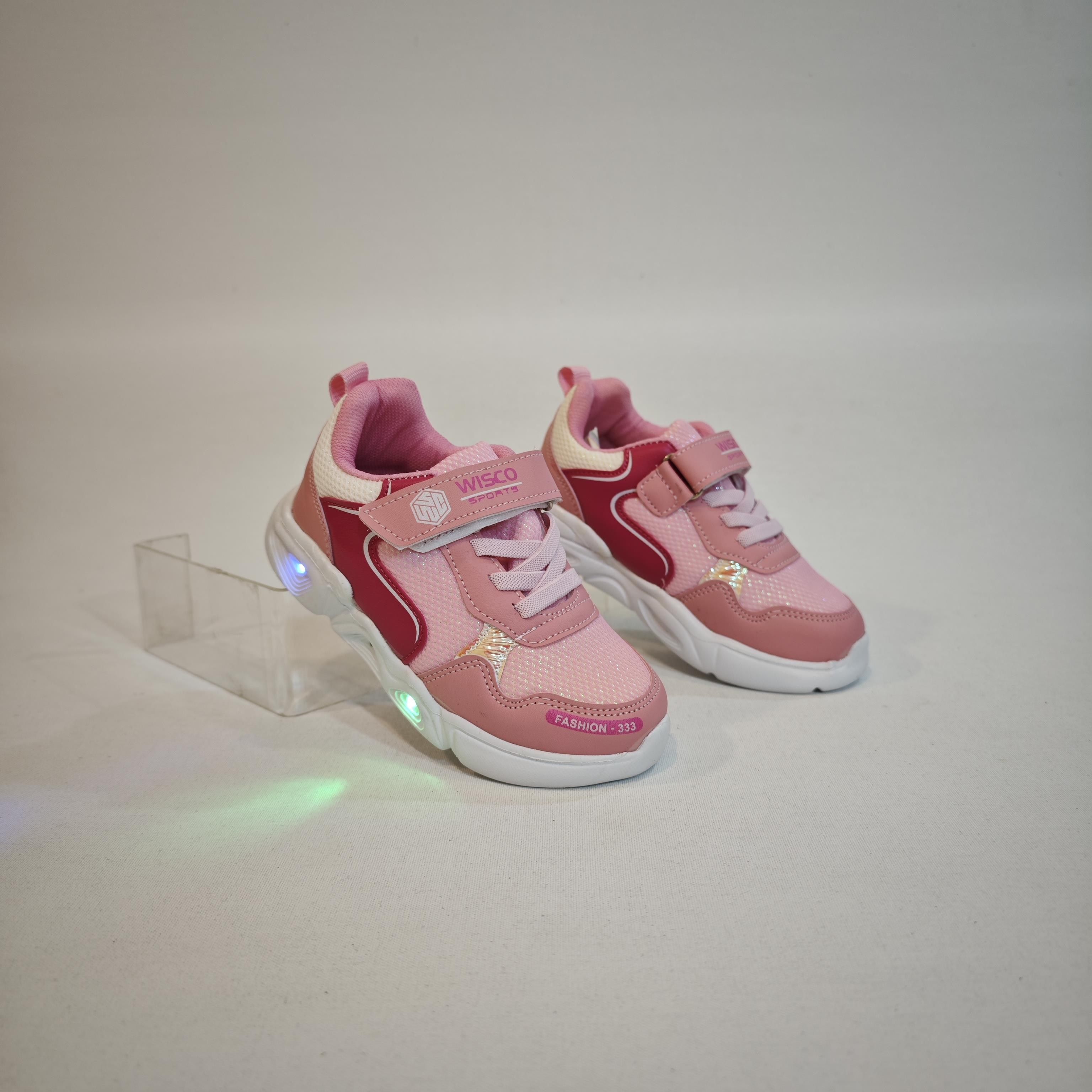 Wisco 018 Pembe Cırtlı Işıklı Bebe Kız Çocuk Spor Ayakkabı
