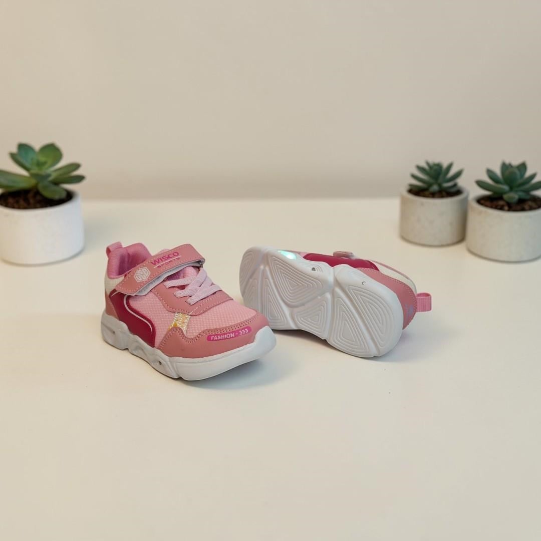 Wisco 018 Pembe Cırtlı Işıklı Bebe Kız Çocuk Spor Ayakkabı