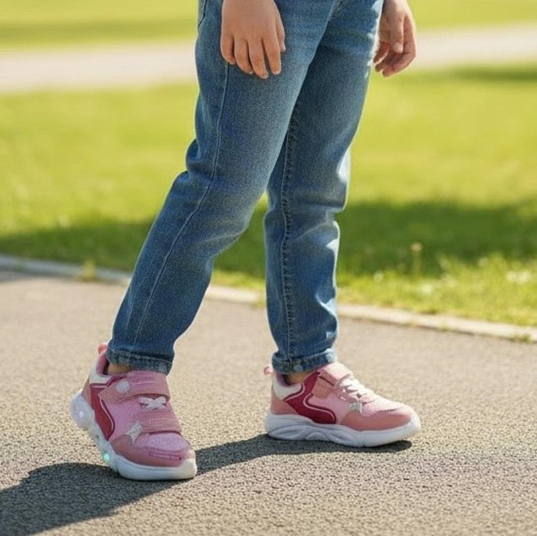 Wisco 018p Pembe Cırtlı Işıklı Kız Çocuk Spor Ayakkabı