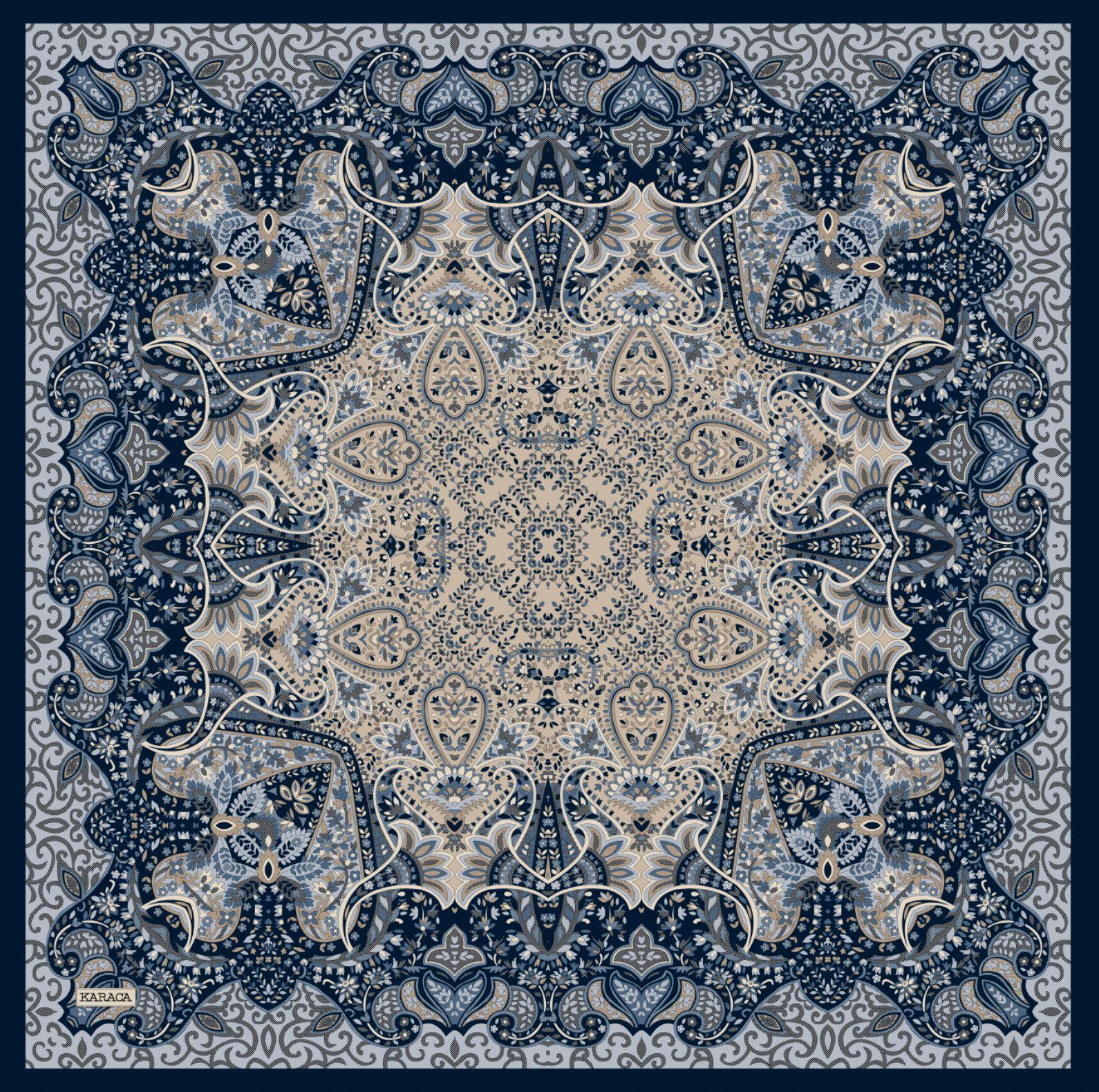 Karaca EşarpRAYON EŞARPETNİK DESEN COTTON EŞARP - MAVİ 