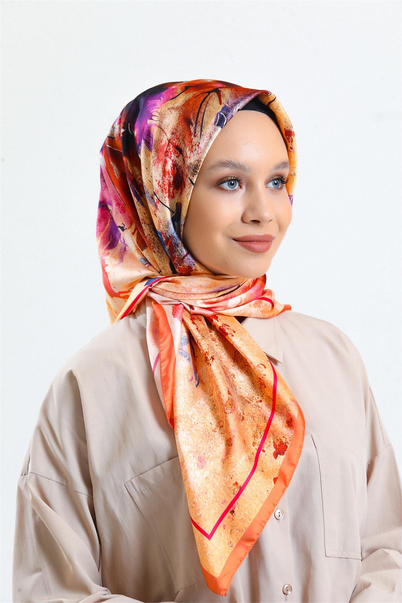KARACARAYON EŞARPKaraca Rayon Eşarp - ORANGE/MOR