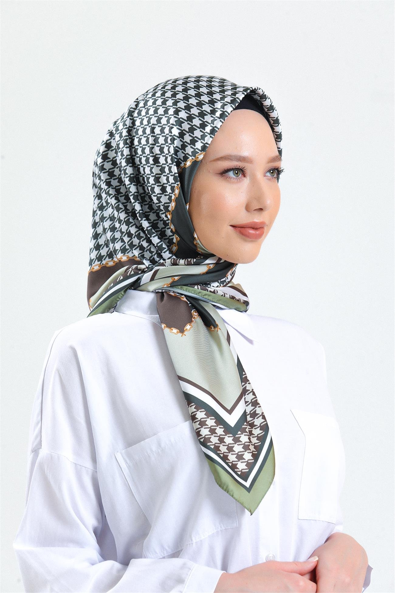 KARACARAYON EŞARPKaraca Rayon Eşarp - YEŞİL/KAHVE