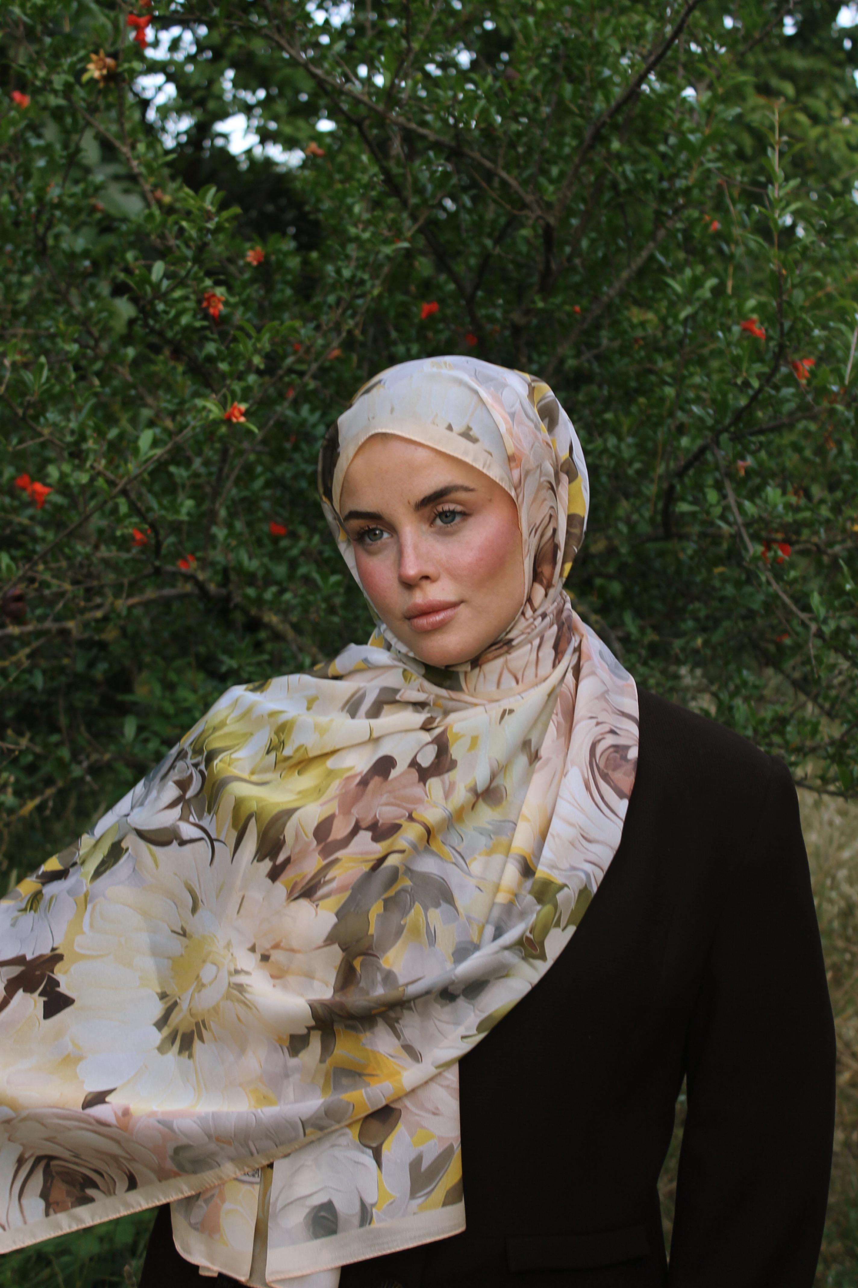 Karaca EşarpJORJET KUMAŞSARI - ÇİÇEK DESEN COTTON ŞAL 