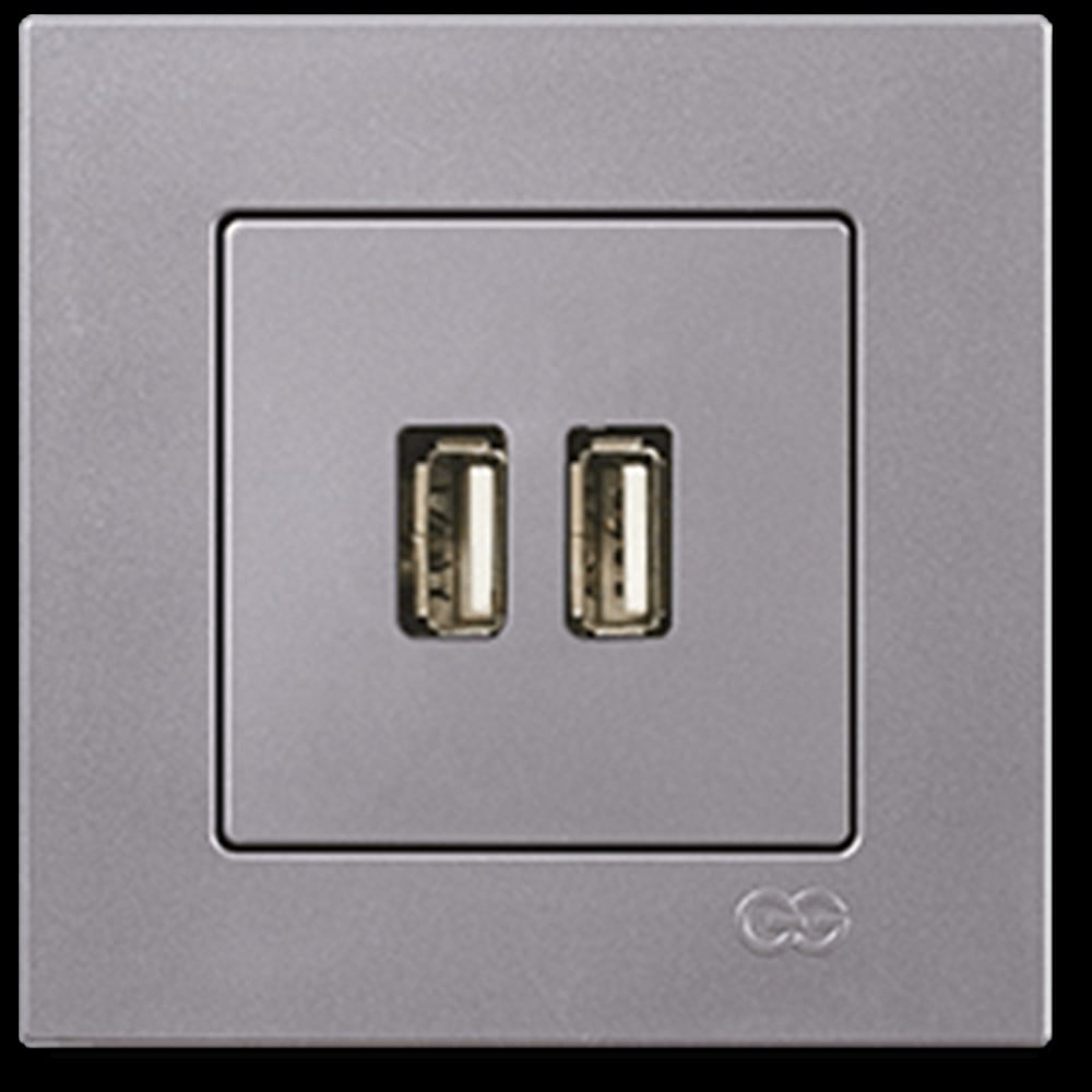 EQONA 2 ÇIKIŞLI USB ŞARJ PRİZİ, 5V, 2.1A, GÜMÜŞ