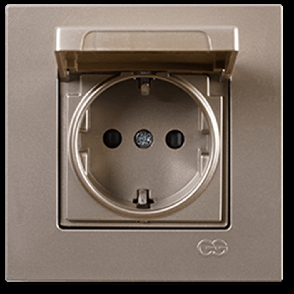 EQONA ÇOCUK KORUMALI KAPAKLI TOPRAKLI PRİZ, M.BEJ