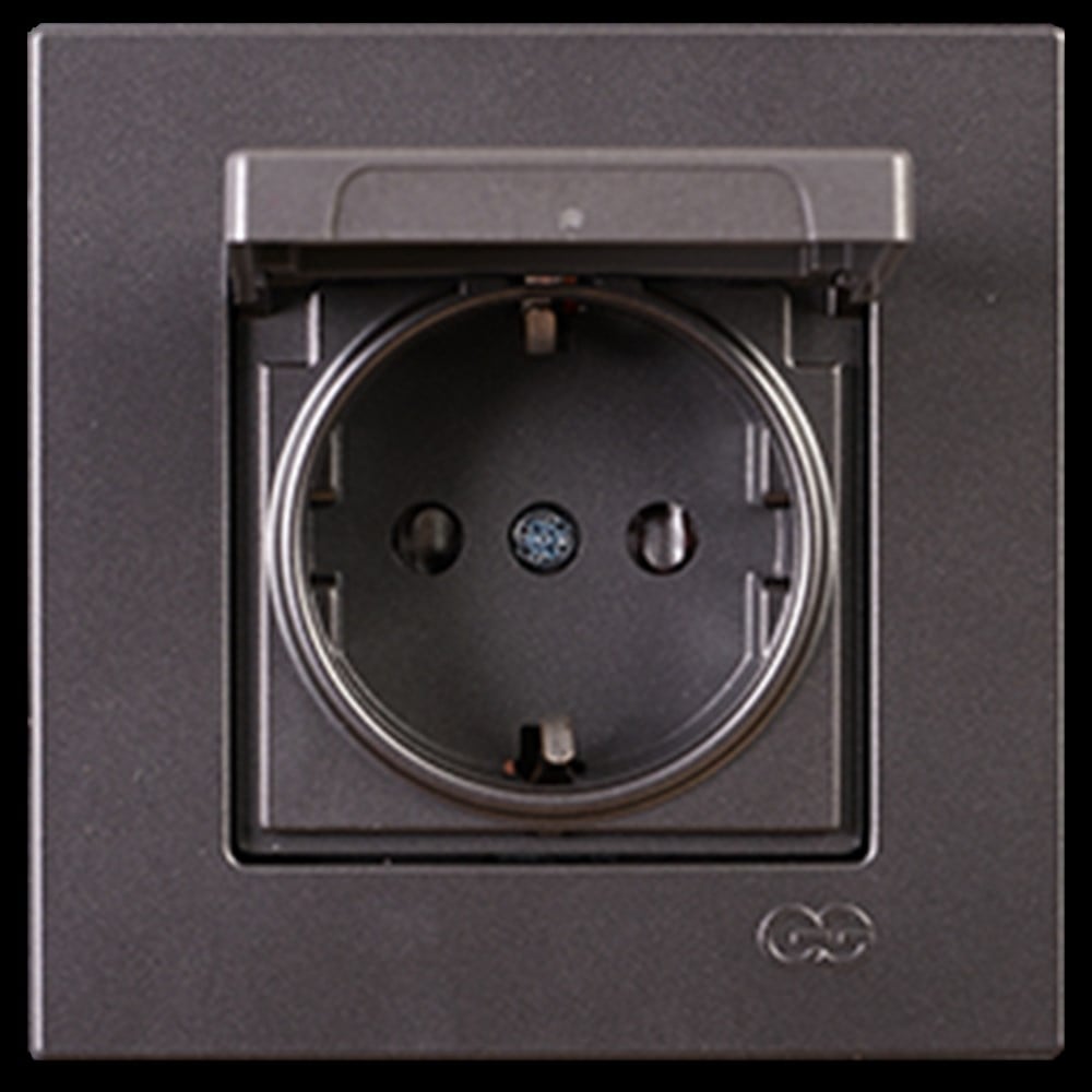 EQONA ÇOCUK KORUMALI KAPAKLI TOPRAKLI PRİZ, FÜME