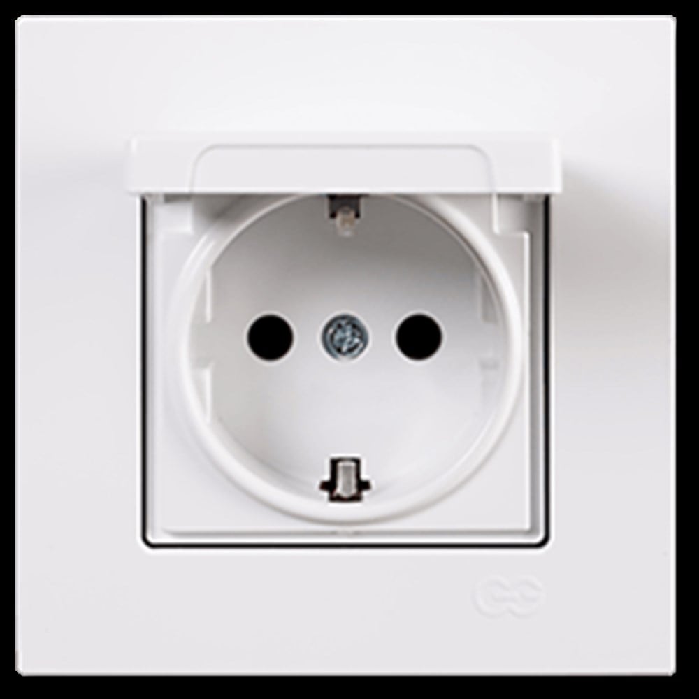 EQONA KAPAKLI TOPRAKLI PRİZ, BEYAZ