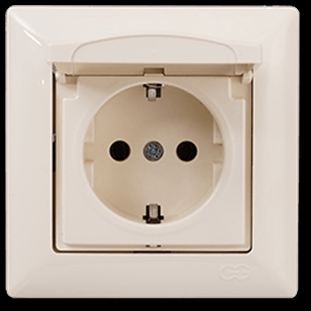 VİSAGE KREM KAPAKLI TOPRAKLI PRİZ ÇERÇEVELİ