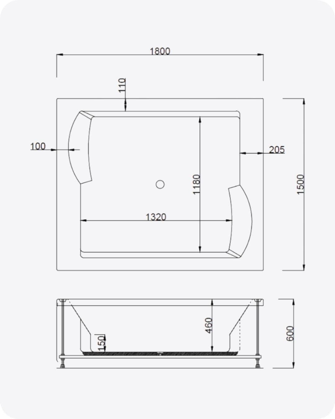 180x150 Beyaz Panelli 2 Kişilik Jakuzi