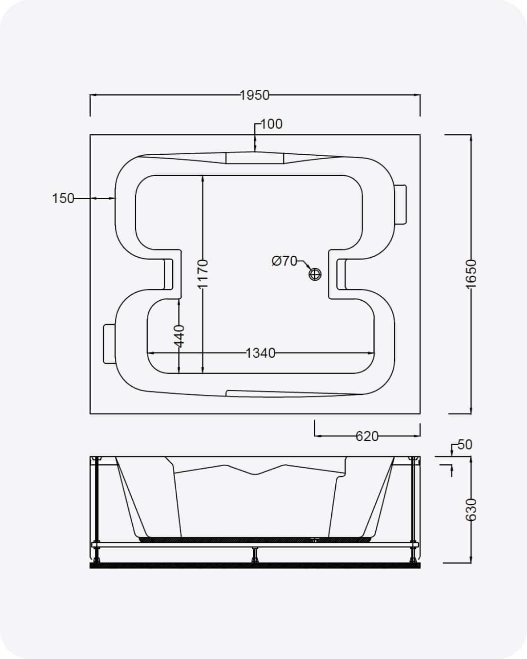 195x165 İroko Ahşap Panelli 2 Kişilik Jakuzi
