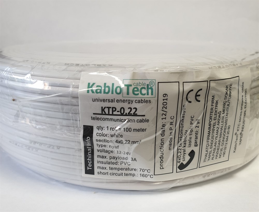 Kablo ve Kablo EkipmanlarıKabloTechKabloTech 4 Telli Telefon Kablosu 100 Metre Fiyatıdır