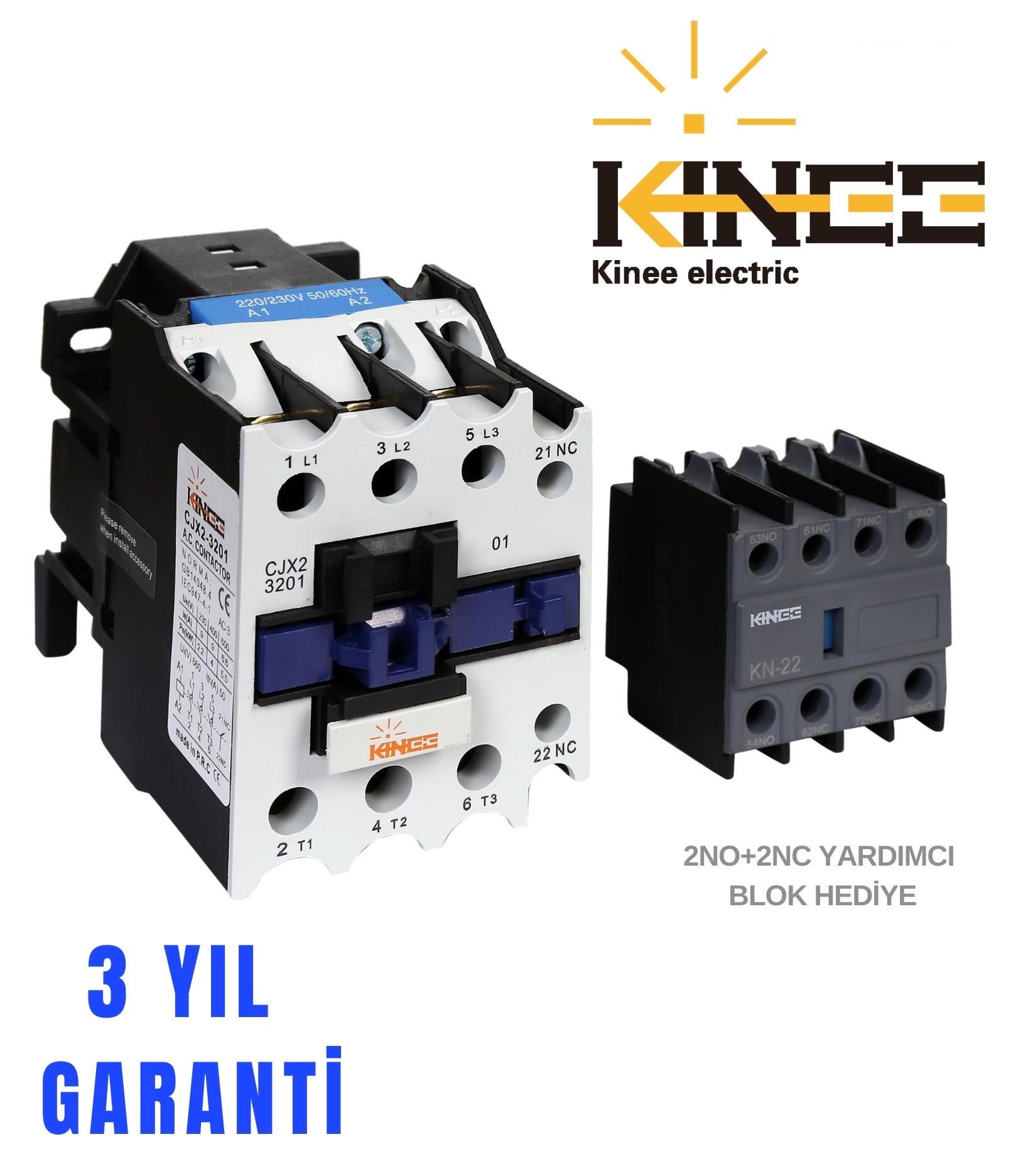 Kontaktörler, Kaçak Akımlar ve Şalt MalzemelerKineeKINEE 3201 AC Kontaktör 2NO+3NC
