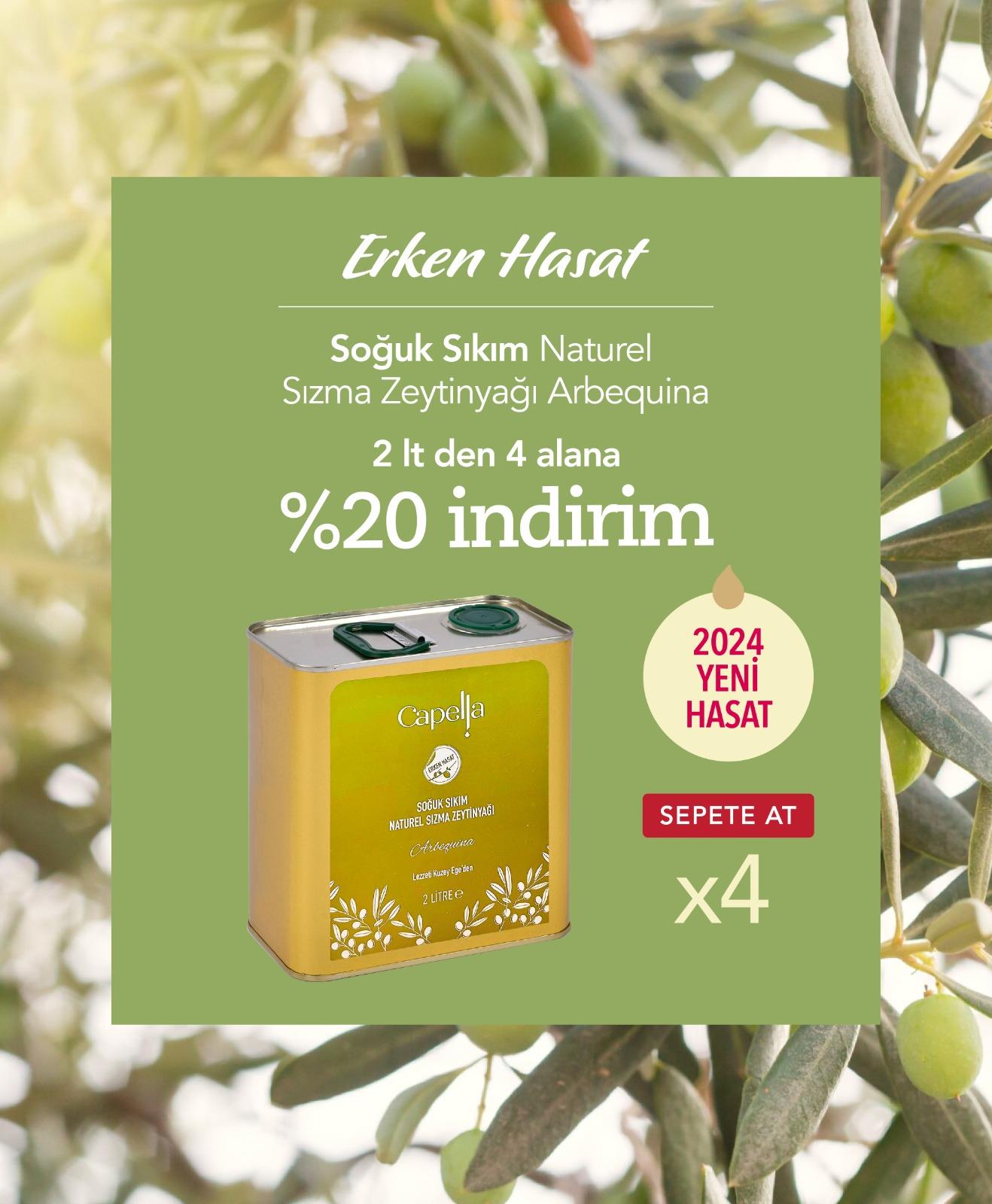 Erken Hasat Arbequina Zeytinyağı 2 lt x 4