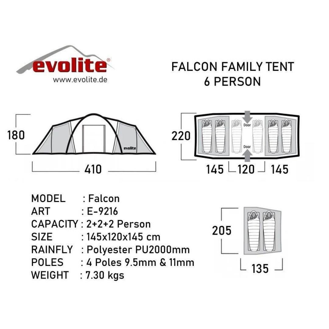 Evolite Falcon 6 Kişilik Odalı Aile Çadırı