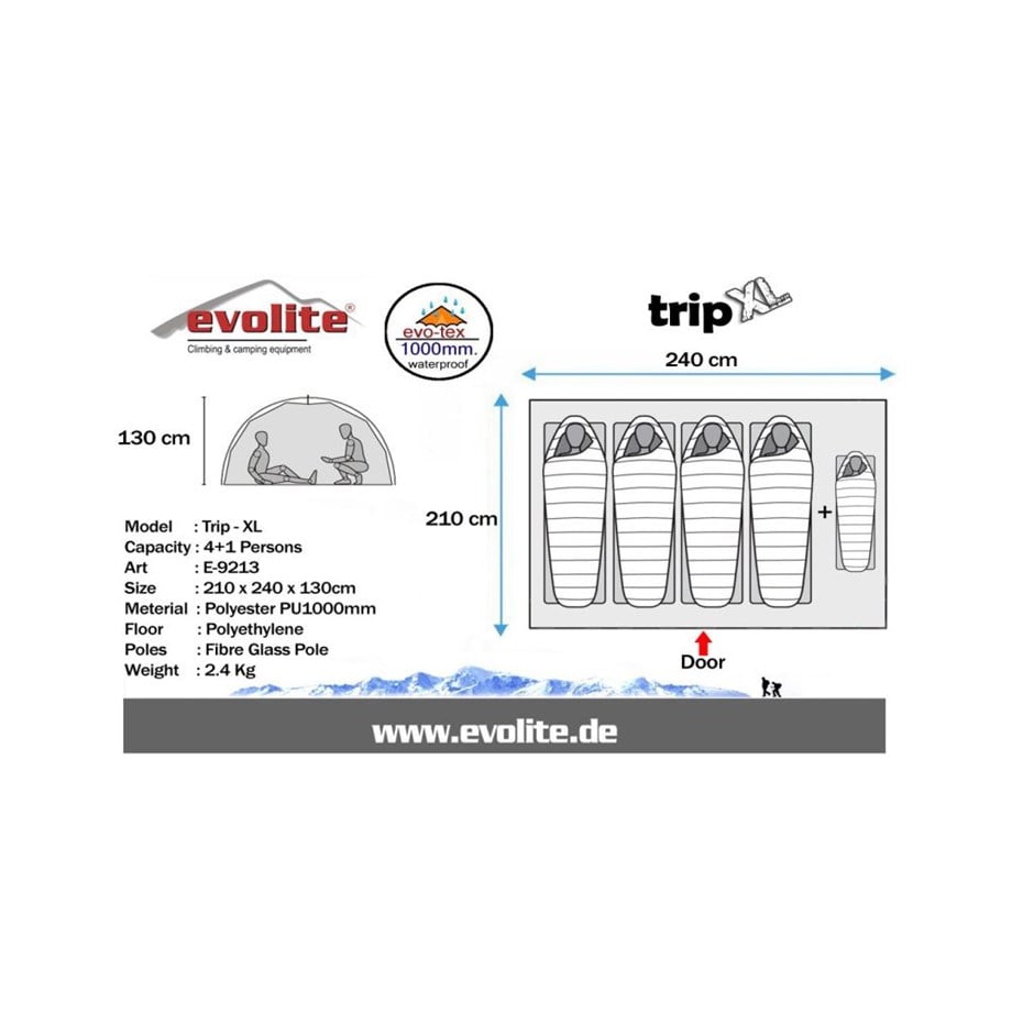 Evolite Trip XL Monodome 4+1 Kişilik Kamp Çadırı