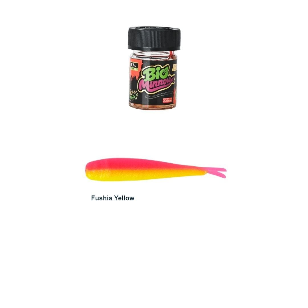 Fujin Bio Minnow 3.7cm Floating Sıvılı Kokulu LRF Silikonu UV Fushia Yellow
