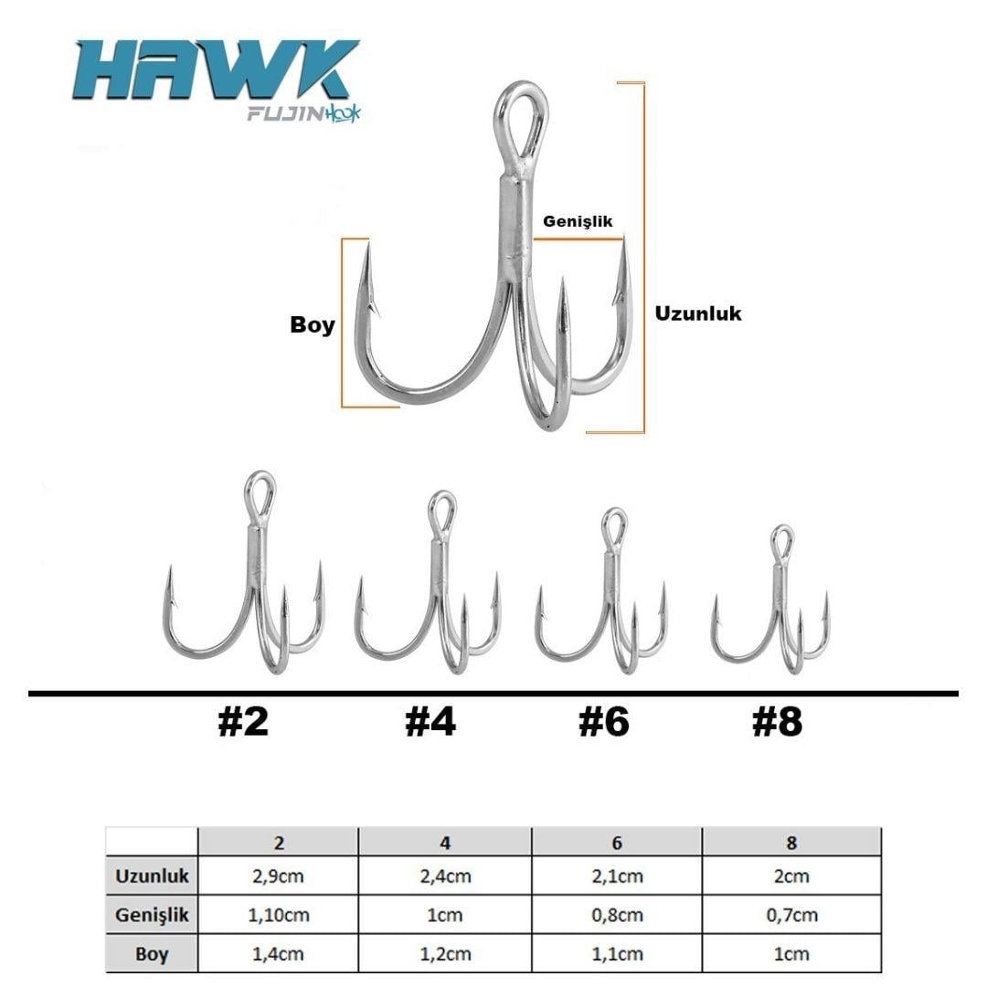 Fujin Hawk Süper Anti-Rust Üçlü Kanca 6 No