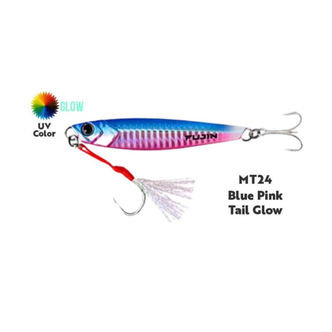 Fujin Jig-X 40gr Shore Jigging Jig Yem MT24 Blue Pink Tail Glow