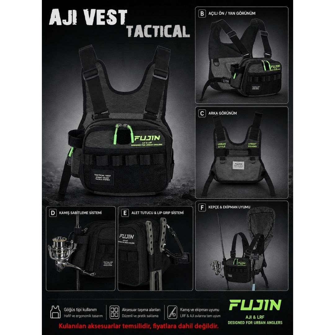 Fujin Tactical Vest Khaki Balıkçı Çantası
