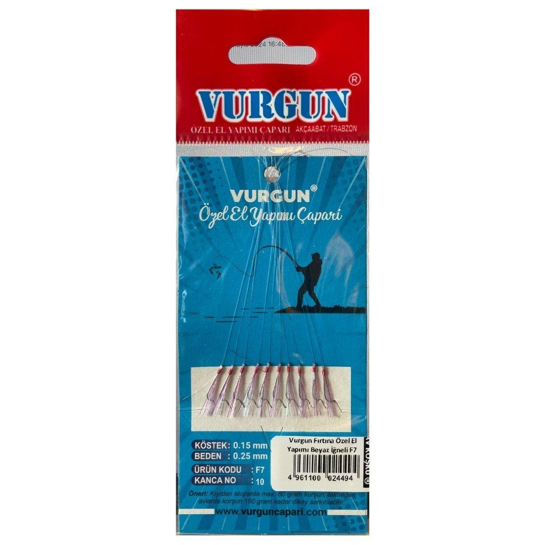 Vurgun Fırtına Özel El Yapımı Çapari 10 İğneli Beyaz İğne F7