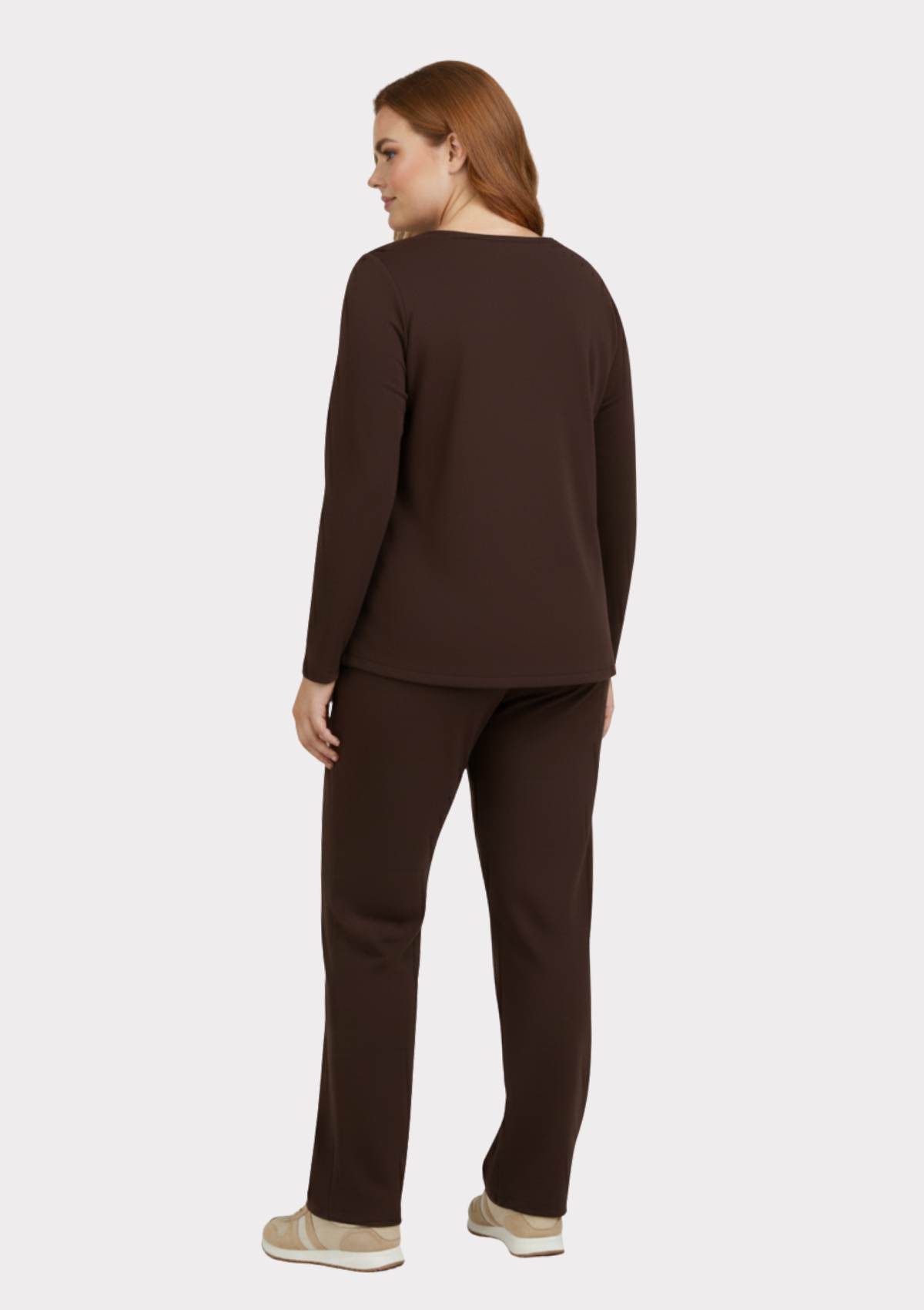 Büyük Beden Kahve Renkli Likralı Taş Baskılı Eşofman Takım